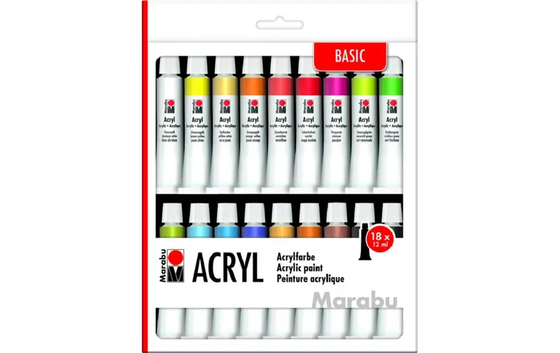 Marabu Acrylfarbe 18 x 12 ml 12 ml, multicolore