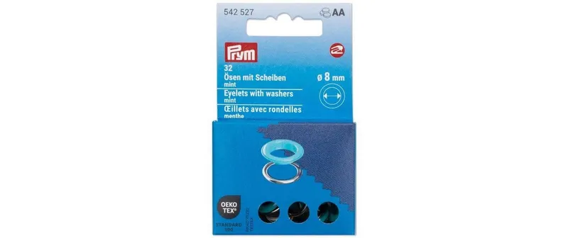 Prym Ösen with Scheiben, 8 mm Mint, silver