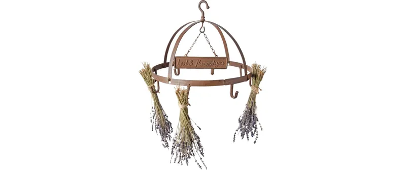 Esschert Design Kräutertrockner Gusseisen rund mit 8 Haken antik-rostbraun