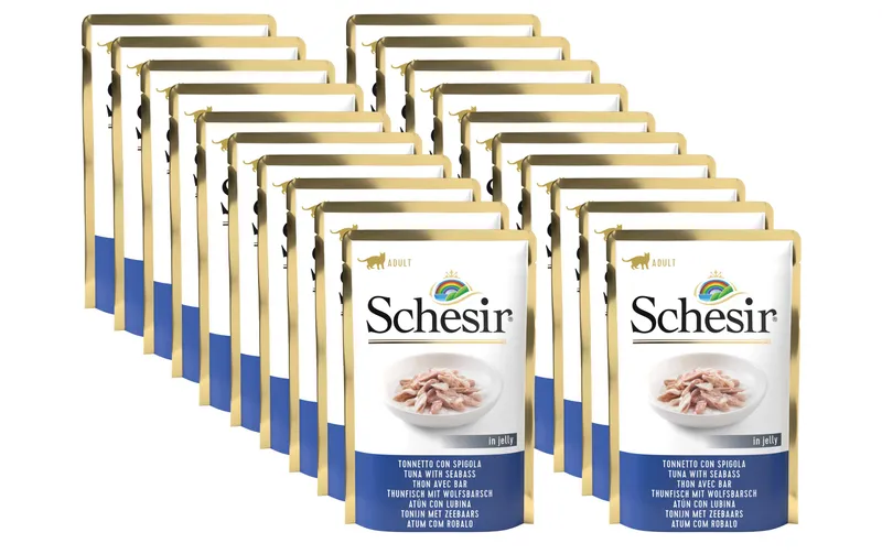 Schesir Nassfutter Thunfisch & Wolfsbarsch in Gelée, 20 x 85 g
