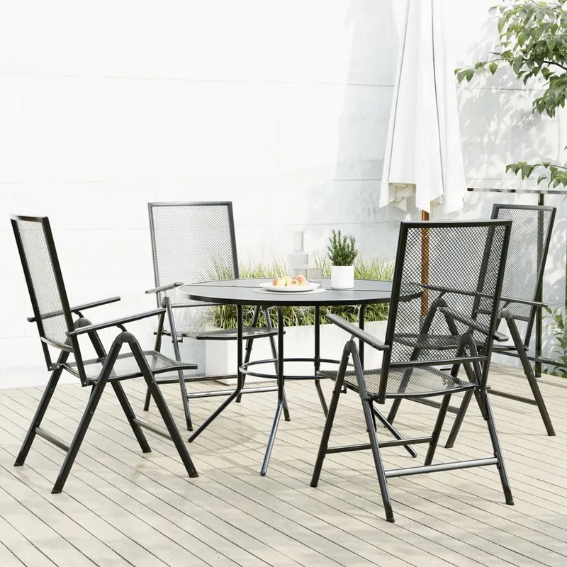 Ensemble de chaises de jardin inclinables 5 pcs anthracite