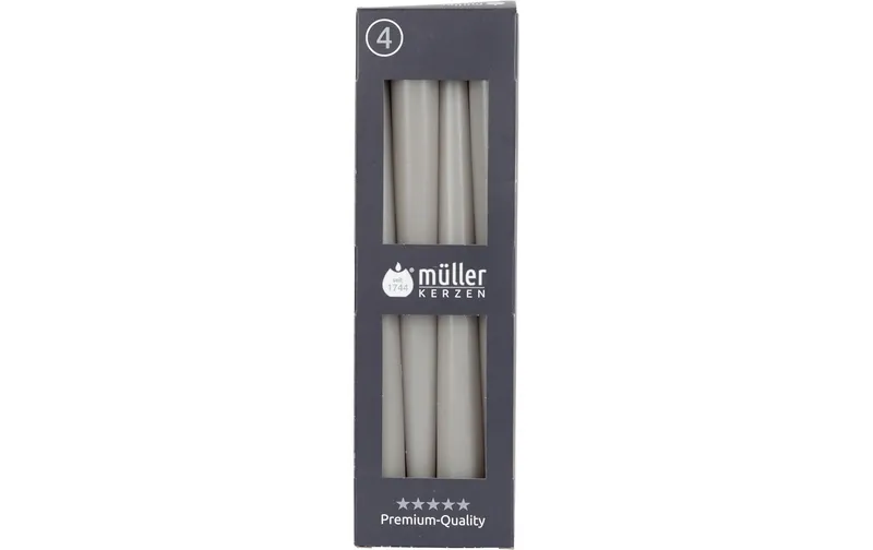 müller Kerzen Kerzenset glatt 24.5 cm x 2.2 cm, Hellgrau, 4 pieces