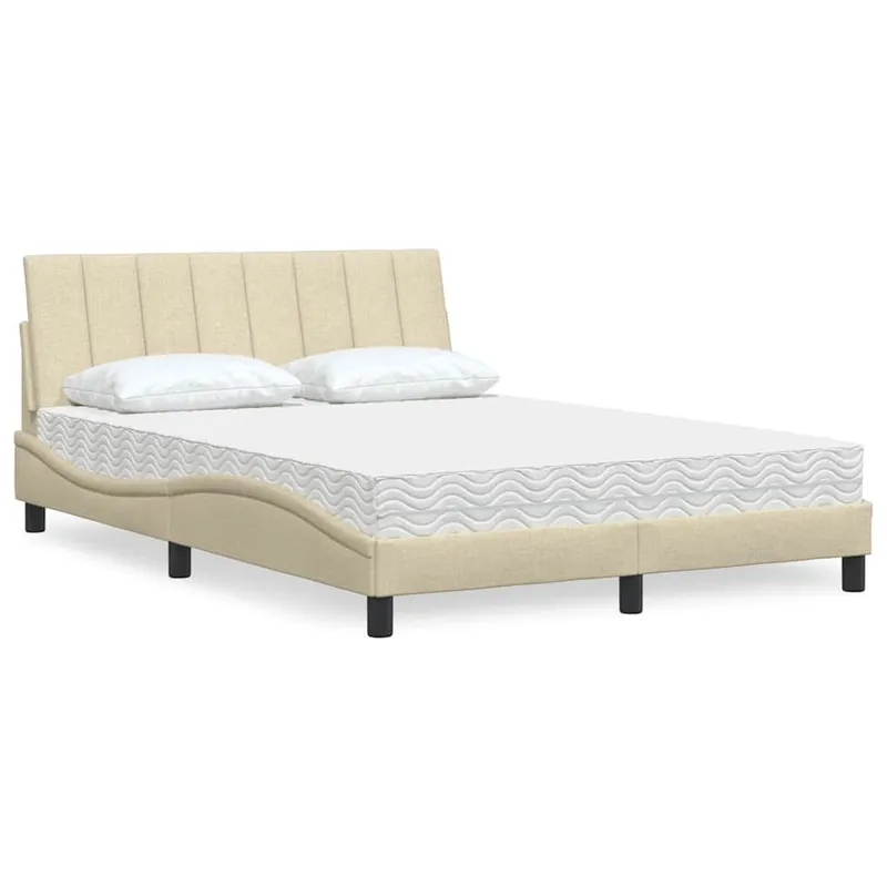 Letto con materasso "Hanko" crema 120x200 cm Tessuto