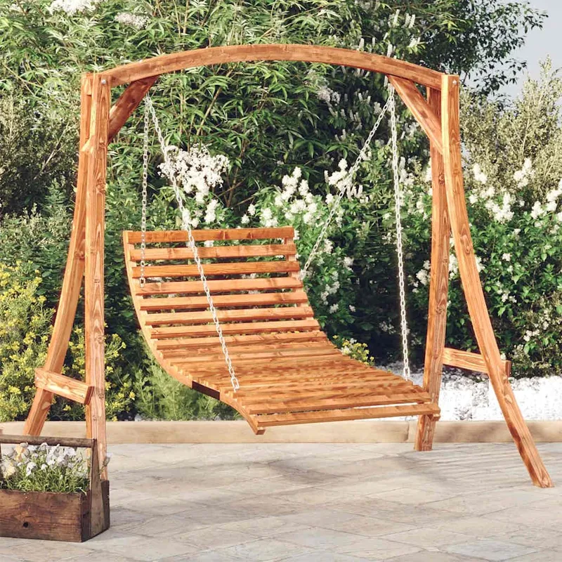 bed-Schaukel Bugholz Massiv with Teak-Finish 115x147x46 cm