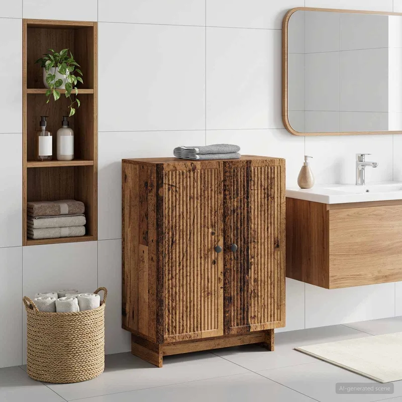 Badezimmer Aufbewahrungsschrank EDE Altholz 59,5 x 31 x 80 cm