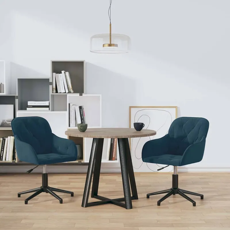 Esszimmerstühle 2 Stk. Drehbar blu Samt