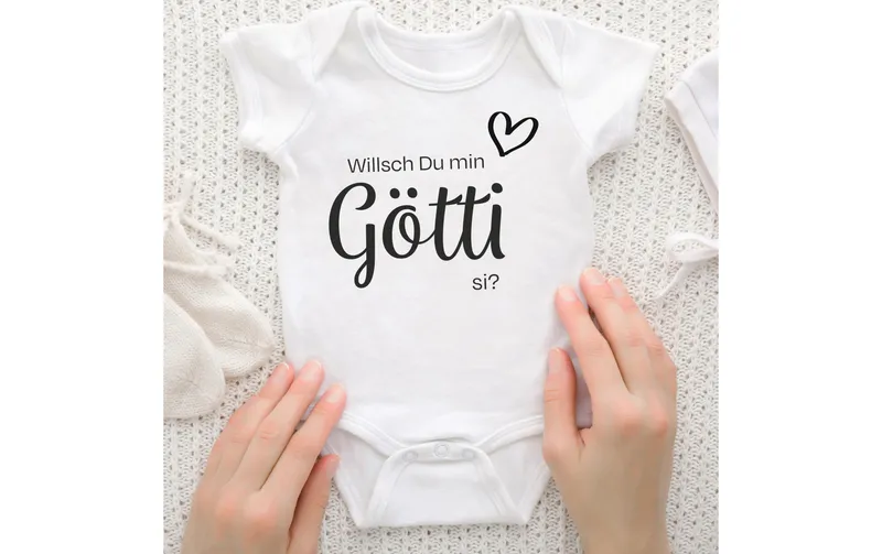 Trendcompany Babybody Willsch du Götti, 62/68, blanc