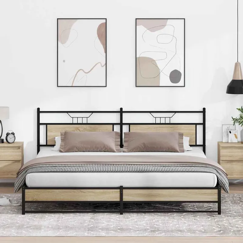 letto in metalloo senza materasso rovere Sonoma 193x201 cm