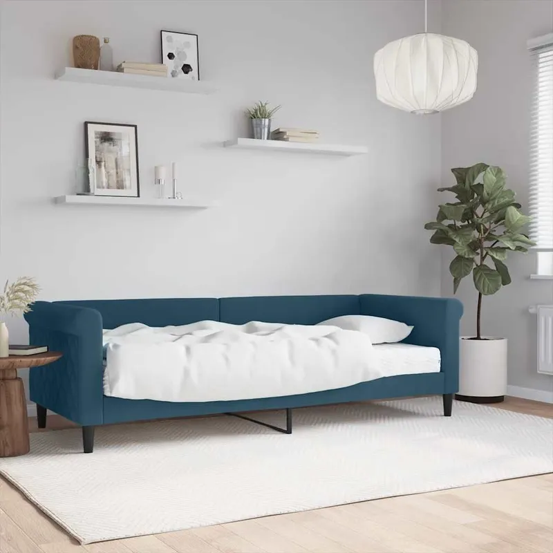 Tagesbett mit Matratze Blau 80x200 cm Samt