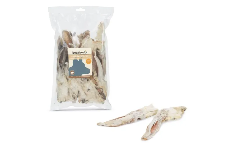Beeztees Kausnack Kaninchenohren mit Fell, 200 g