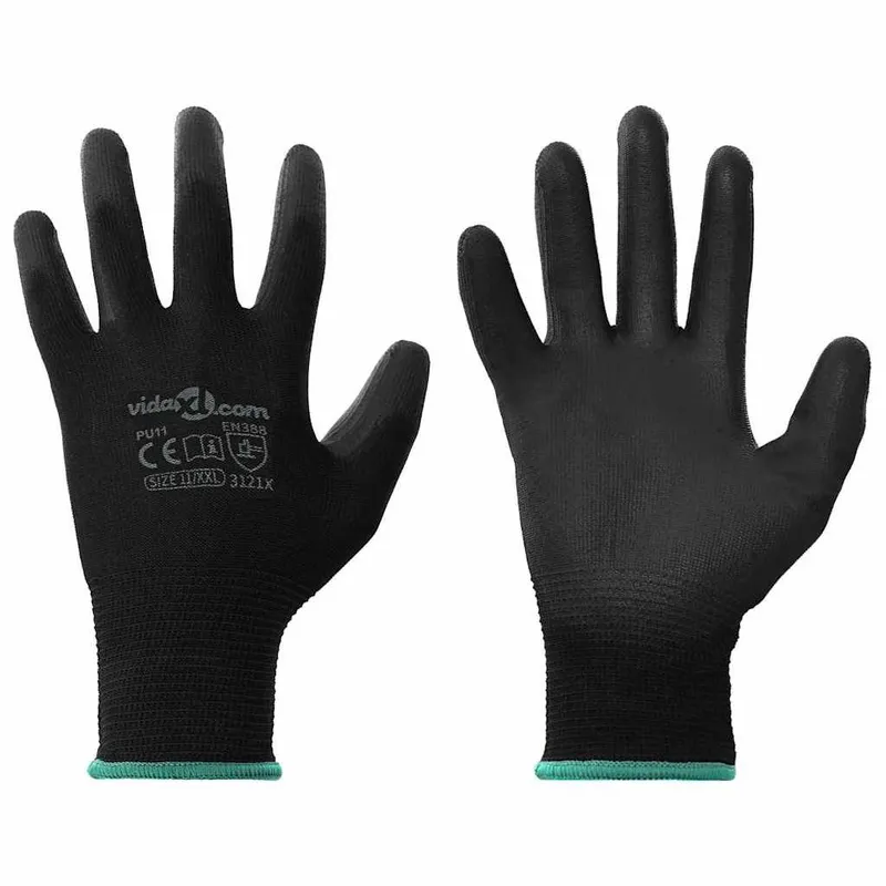 Arbeitshandschuhe 12 Stk. Schwarz 11 / XXL Polyester