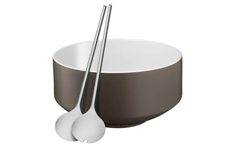 WMF Salatschüssel Moto mit Besteck 26 cm, grigio