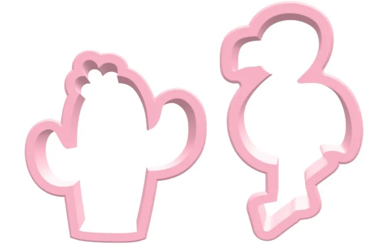 BackshopSchweiz Guetzli-Ausstecher-Set Flamingo & Kaktus Bio-Kunststoff Rosa