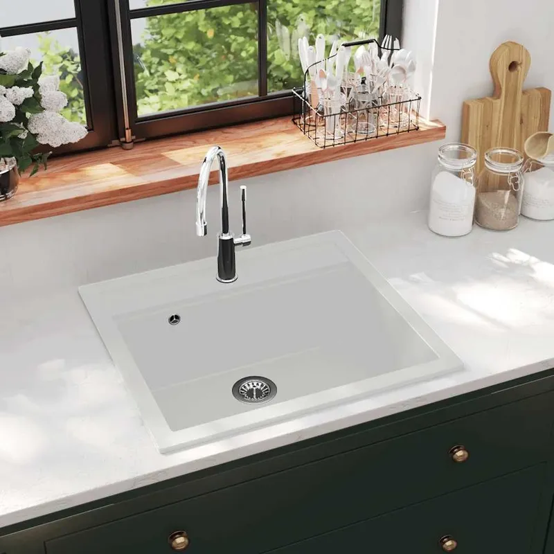 Granitspüle Einzelbecken bianco