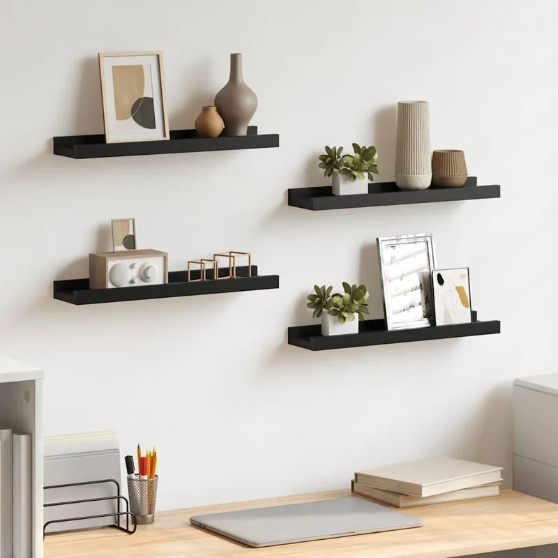 Wandregale 4 Stk. nero 40x9x3 cm