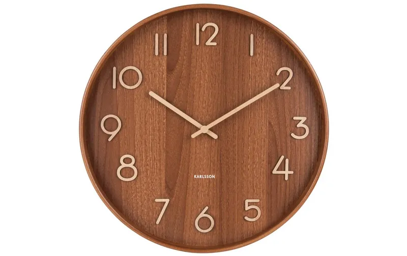 KARLSSON Wanduhr Pure Ø 40 cm, Dunkelbraun
