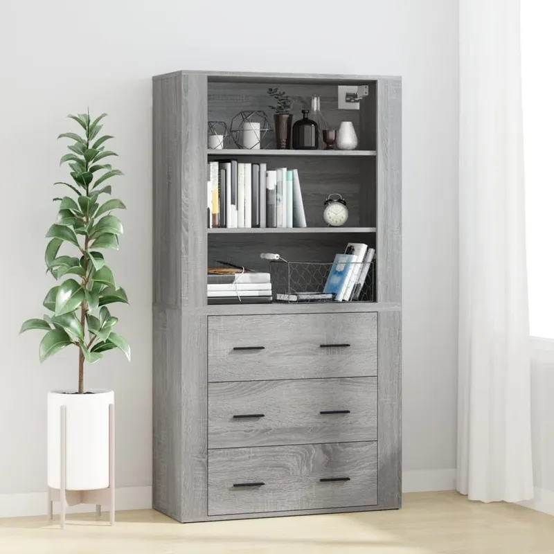Highboard grigio Sonoma derivato del legno