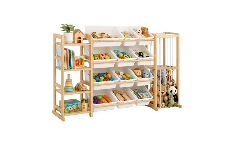 relaxdays Spielregal Kiefernholz Natur Weiss