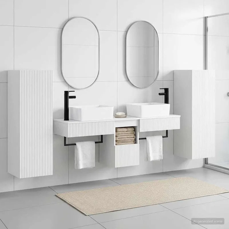 Badezimmermöbel-Set 5 stk. Hochglanz bianco 33 x 34,5 x 100 cm