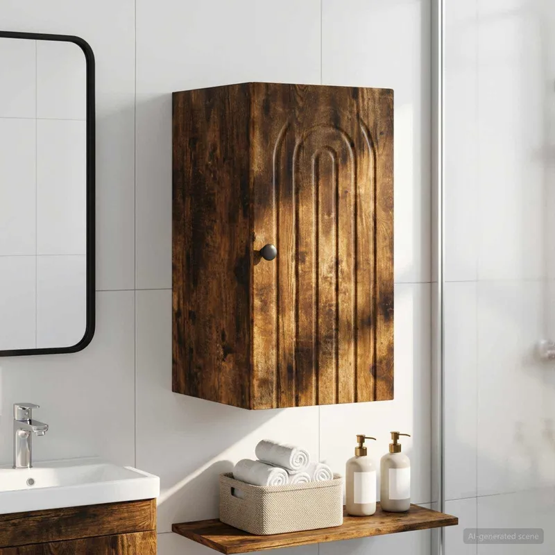 Armoire murale de salle de bain ALKMAAR Chêne fumé