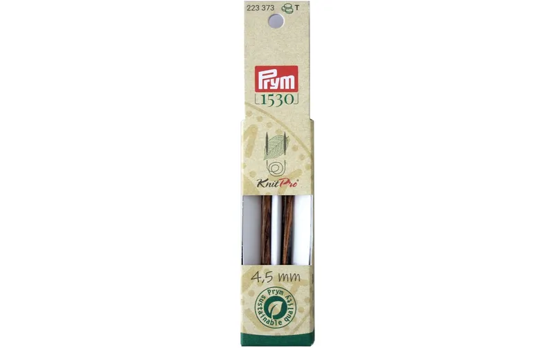 Prym 1530 Stricknadelspitzen naturalal, kurz 4.50 mm, 8.7 cm, Birkenholz