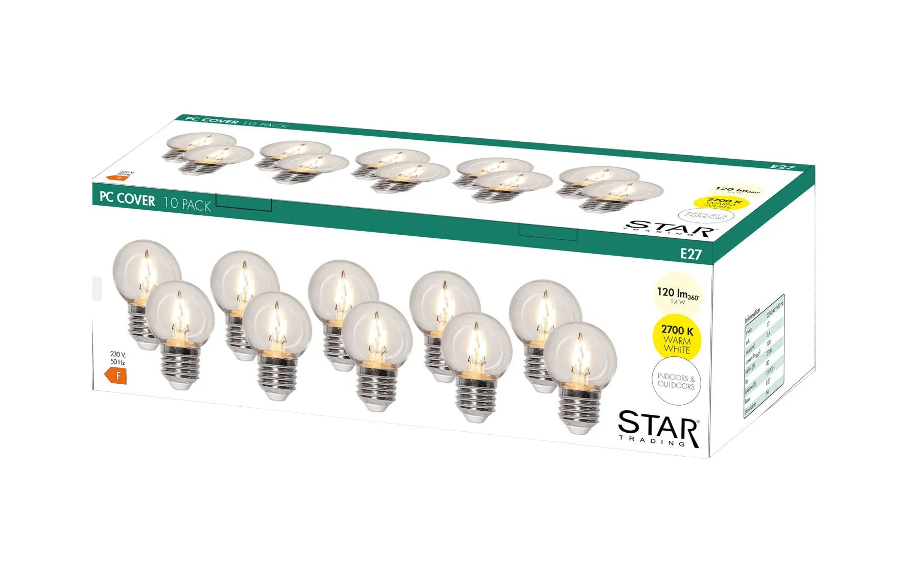 Star Trading LED Leuchtmittel E27 G45 Outdoor Lighting, 10er Set