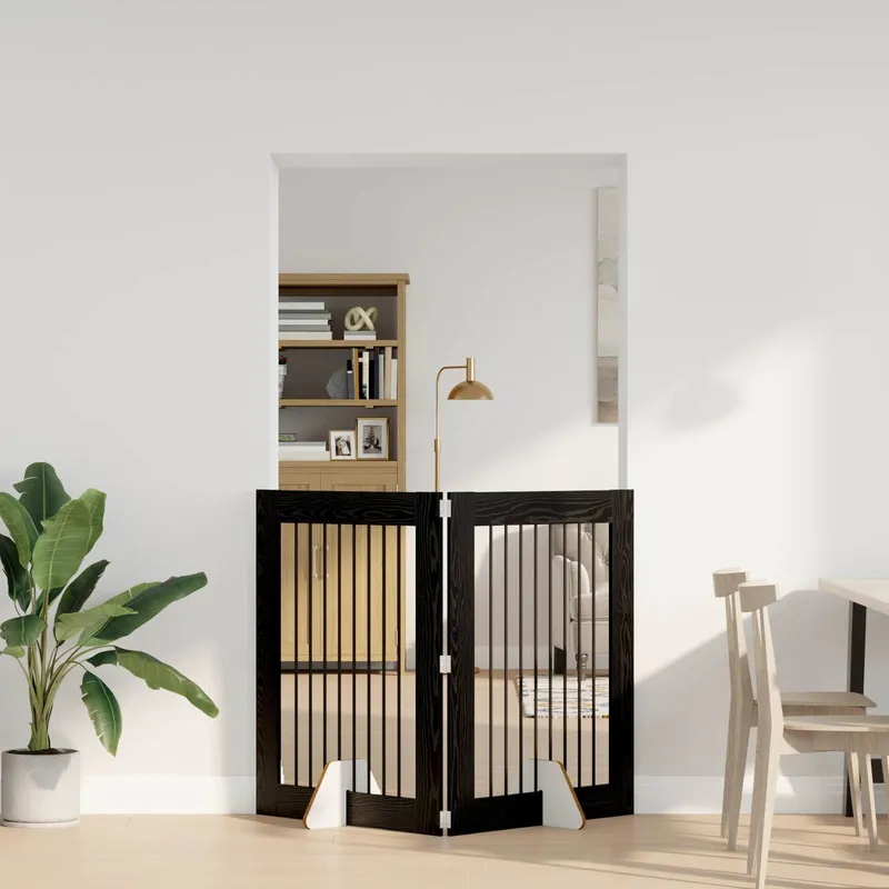 Klappbares Hundetor mit Ständern 2 stk. nero Eichen-Optik