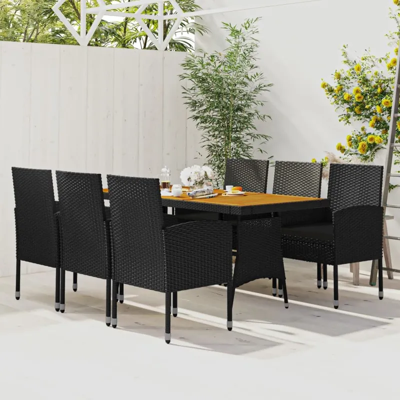 7-tlg. Garten-Essgruppe Poly Rattan nero