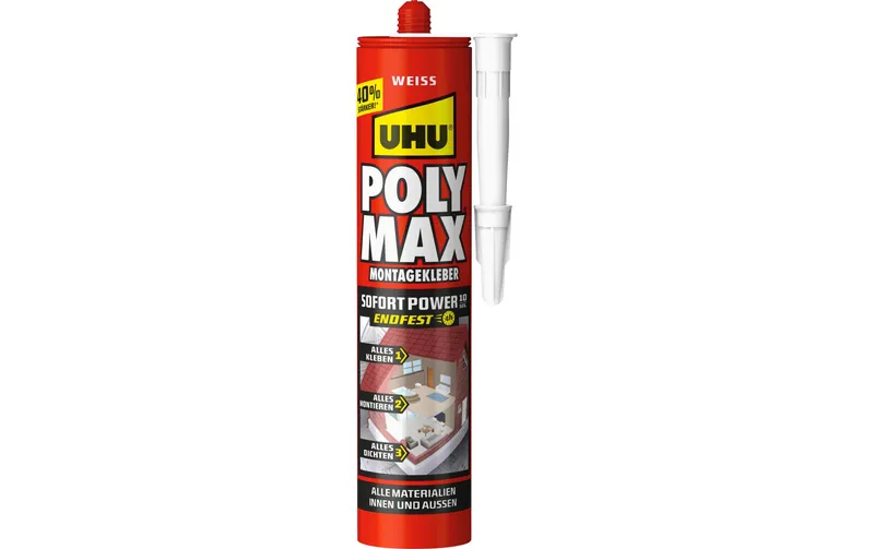 UHU Montagekleber POLY MAX SofortPower weiss 440 g 440 ml, blanc