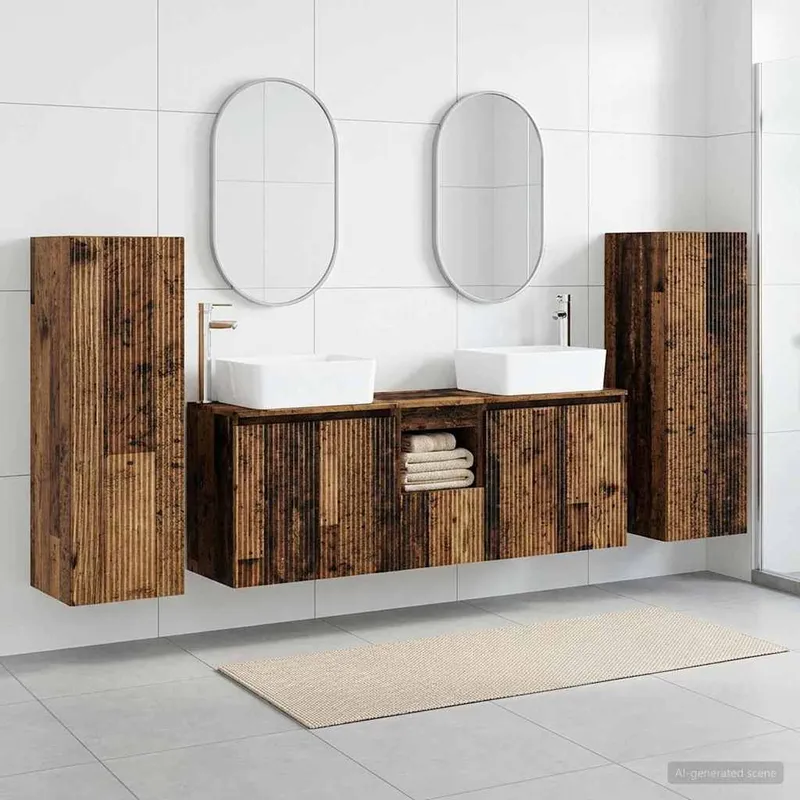 Badezimmermöbel-Set 5 stk. Altholz 33 x 34,5 x 100 cm