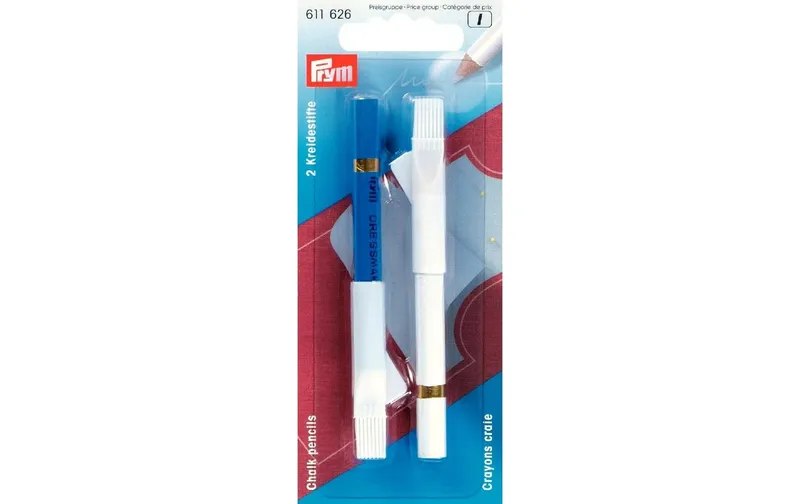 Prym Kreidestift mit Bürste, 2 pièces, weiss/blau