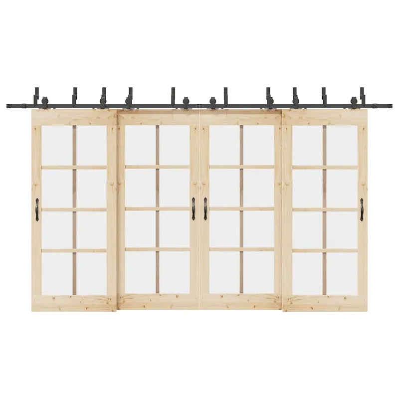 Schiebetürbeschlag-Set 400 cm Stahl Schwarz