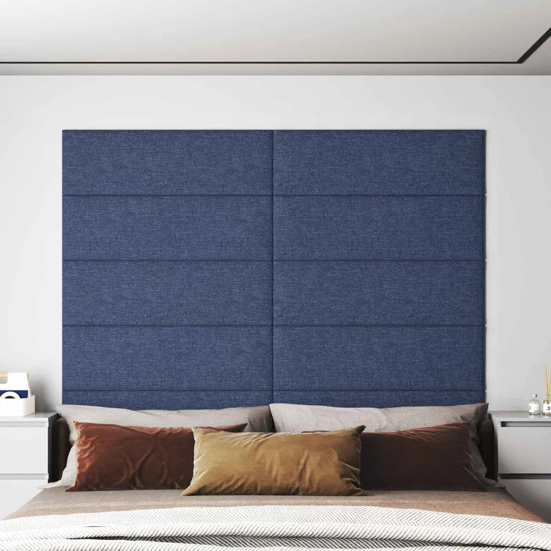 Tête de lit murale 12 pc 90 x 30 cm Bleu tissu