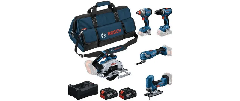 Bosch Professional Akku-Werkzeugset GSR + GDX + GKS + GOP + GST