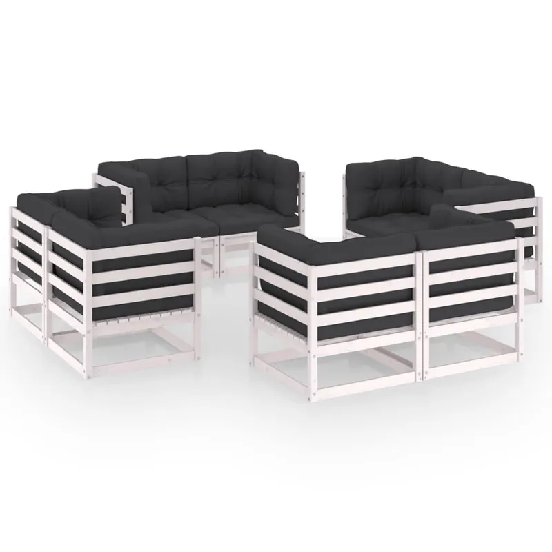 8 pz. Garten-Lounge-Set con cuscini pino legno massiccio