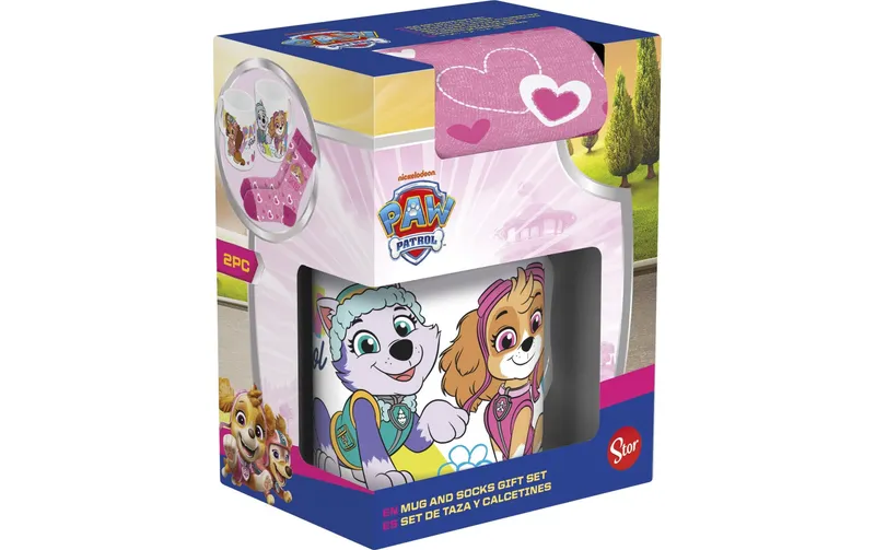 Stor Universaltasse Paw Patrol mit Socken 325 ml, blanc/Rosa