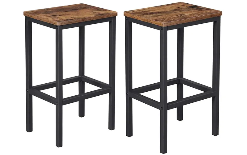 VASAGLE Barhocker eckig, 2er Set 40 x 65 cm, black/brown
