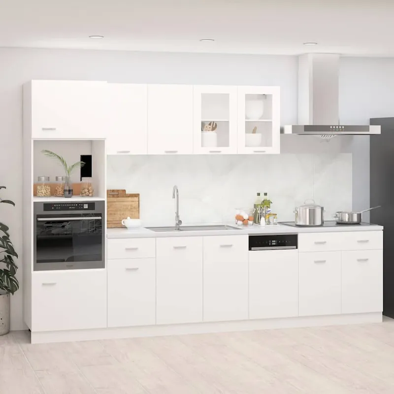 7-tlg. Küchenzeile Lyon bianco derivato del legno