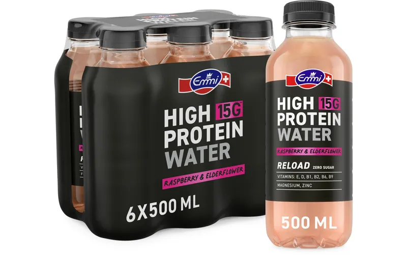 Emmi HIGH PROTEIN WATER Himbeere Holunder 6 x 500 ml