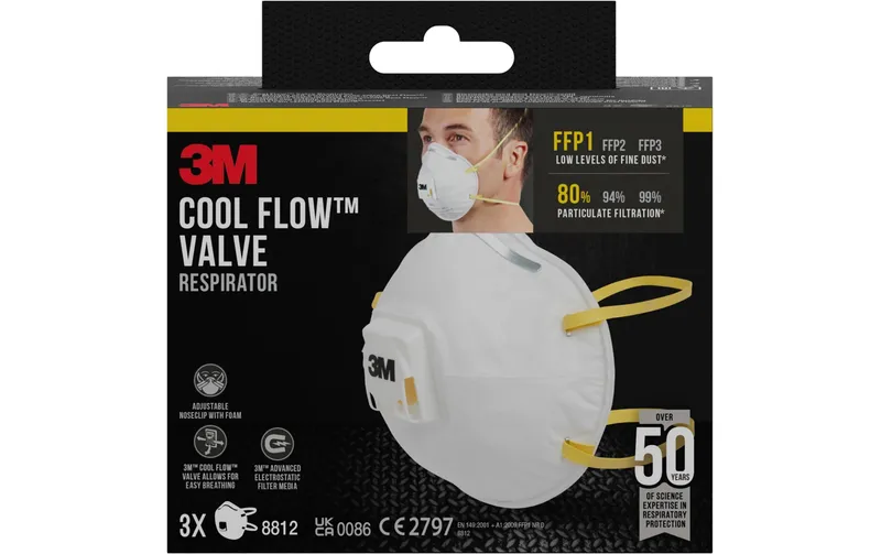 3M Atemschutzmaske 8812, FFP1, Ventil, 3 pezzi
