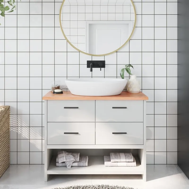 Comptoir de salle de bain marron clair 100x30x2 cm bois traité