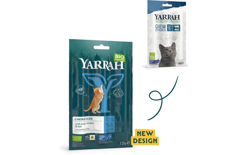 Yarrah Katzen-Kauartikel Bio Chewsticks Rind, Huhn & Fisch 5 x 15 g