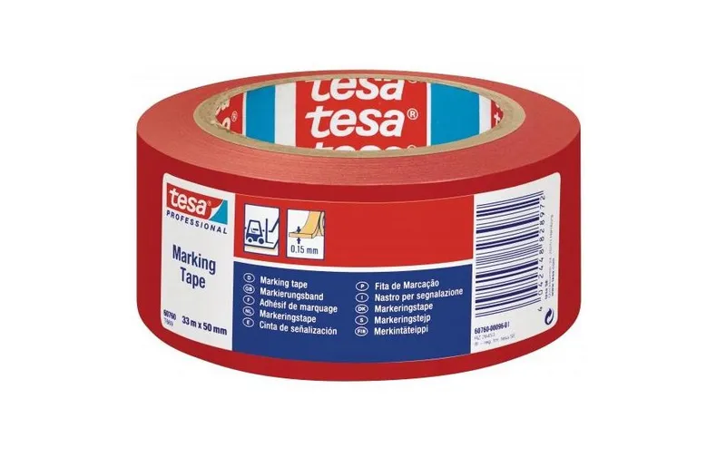 tesa Markierungsband Professional 60760, 50 mm x 33 m, rouge