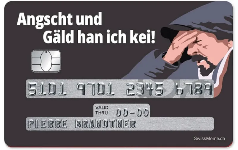 Swissmeme Kreditkarten-Sticker Angscht et Gäld, 8.4 x 5.3 cm