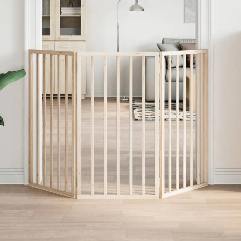 Barrière pour chien pliable à 3 panneaux 150 cm Bois de peuplier