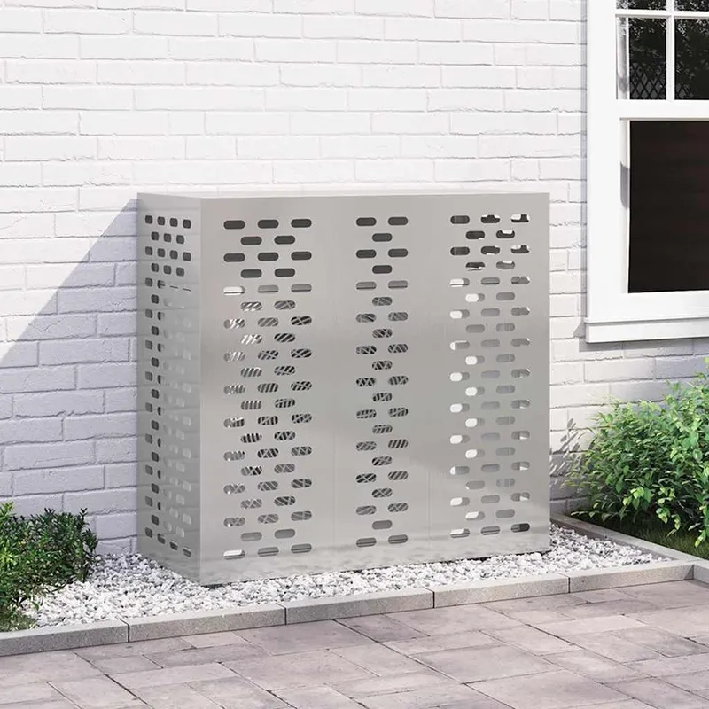 Klimaanlagenabdeckung Silber 110 x 50 x 105 cm Edelstahl