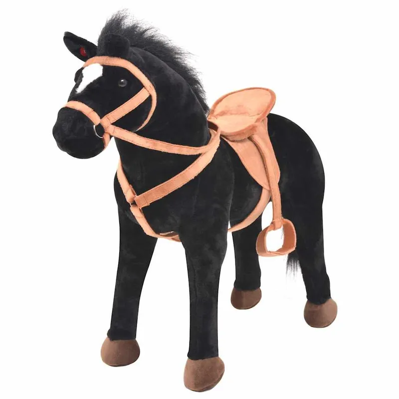 Plüschtier Pferd Stehend Plüsch black