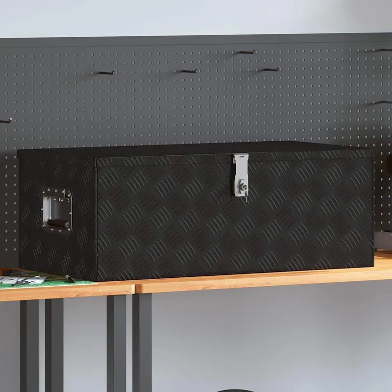 Aufbewahrungsbox nero 90x47x33,5 cm Aluminium