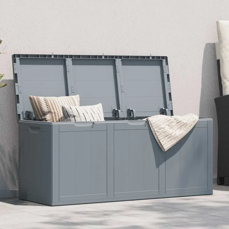 Garten-Aufbewahrungsbox 270 L Grau PP-Holzoptik