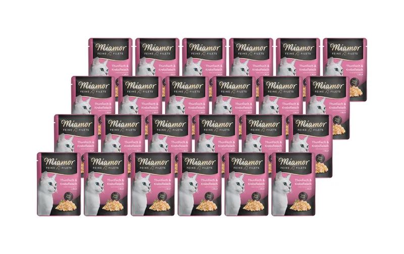 Miamor Nassfutter Feine Filets Thun & Krebs in Gelée, 24 x 100 g